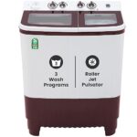 NU 9 Kg Semi-Automated Prime Load Washing Machine with Mushy Shut Premium Toughened Glass Lid (WTT90GBO, Burgundy Pink) 2023 Mannequin